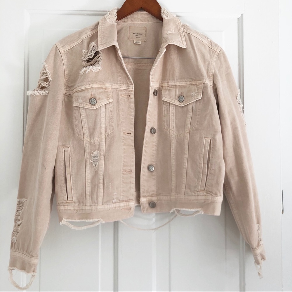 Baby pink American eagle distressed denim …